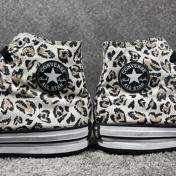 Converse CTAS 671604F Women’s Sz 8.5 Junior 6 Leopard Print Platform Shoes Used - Picture 8 of 12